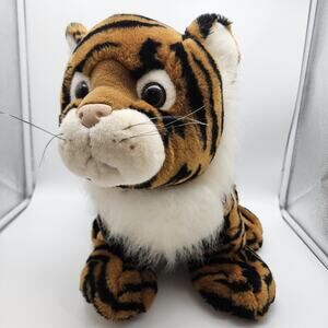 Vintage CWC Realistic Large Tiger Plush 18" Orange Black Striped Stuffed Animal